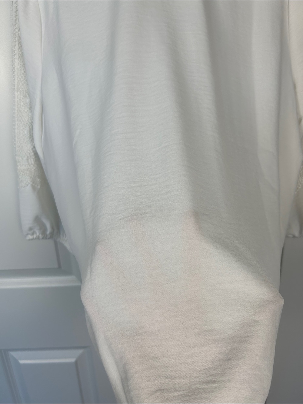 Chico's White Ruffled Split-Neck Blouse - Picture 6 of 7